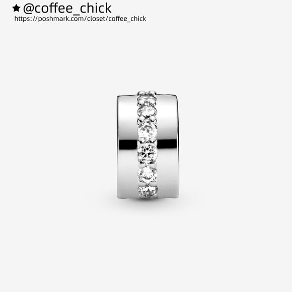Pandora Clear Sparkling Row Clip Charm - Picture 2 of 7